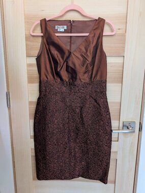 Kay Unger Dress Size 8 copper rust with floral pattern